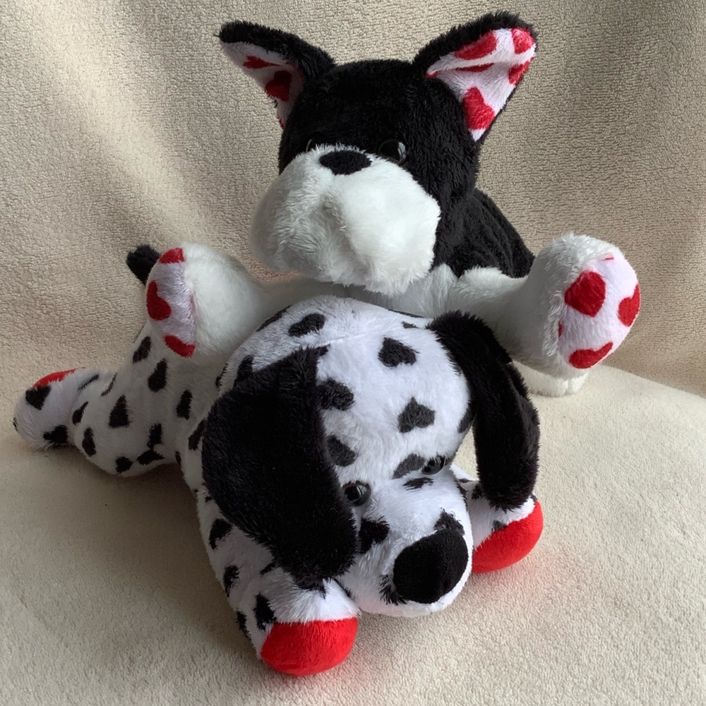 Animal Adventure Plush Heart Valentines Puppy Dogs Set of Two Stuffed Animals